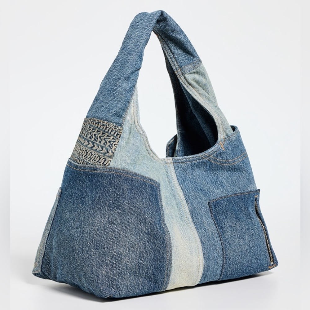 Marc Jacobs Patchwork Denim Sack bag Blue Multi-Panel Hobo $695 - Picture 3 of 12